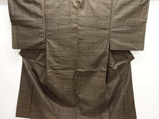 JAPANESE KIMONO / ANTIQUE MENS KIMONO / SILK / DOROZOME / TSUMUGI / WOVEN STRIPE